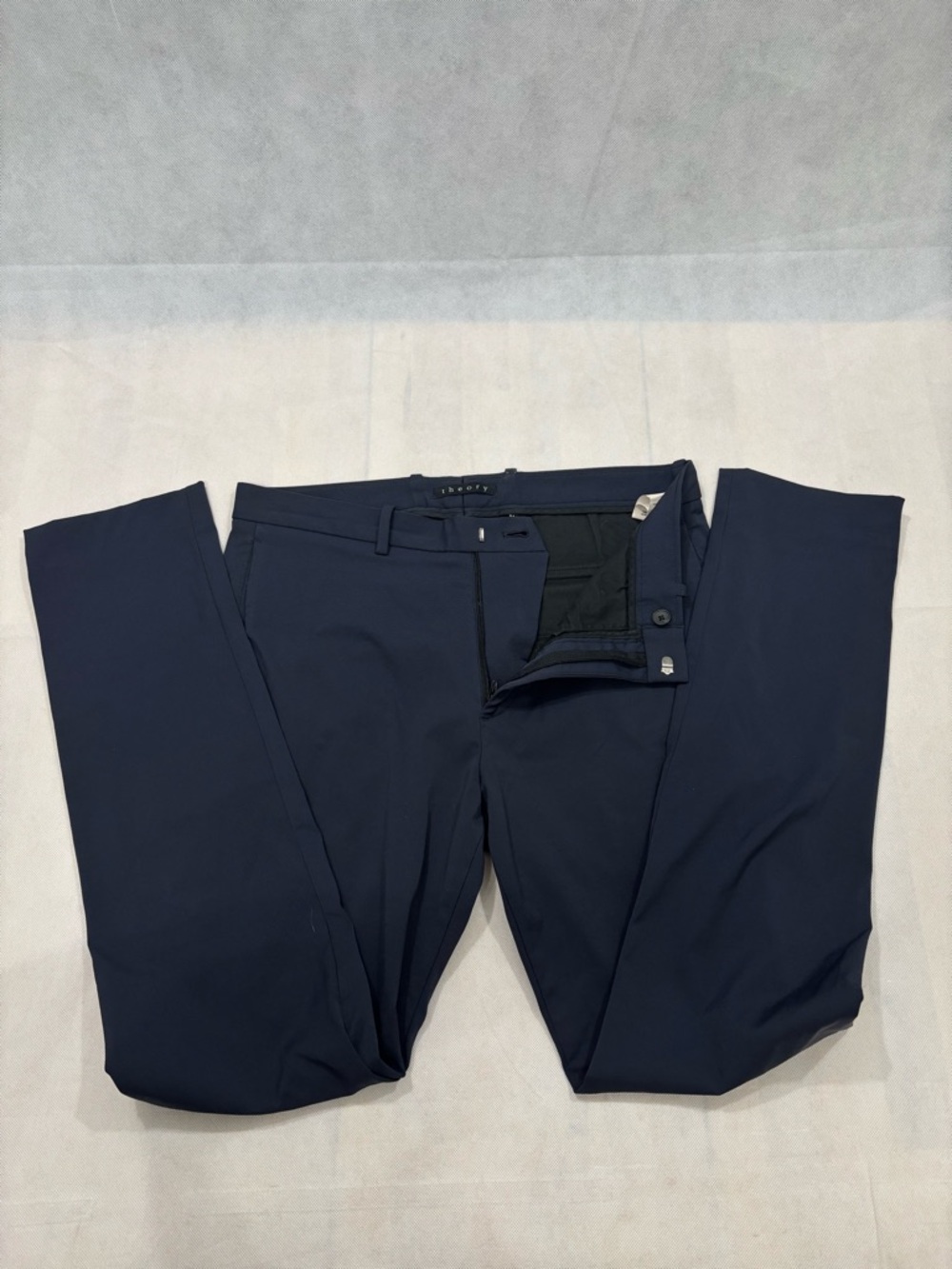 Theory Men's Navy Dress Pants - Tailored Flat Front